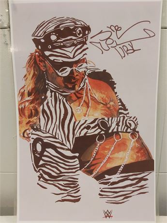 WWE Shawn Michaels "HBK" Signed Art Print by Tom Fleming - Zebra Gear Edition