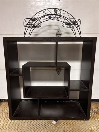 Modern Geometric Cube Display Shelf with Decorative Metal Topper OA