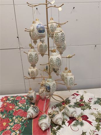 Belleek Parian China Ornament Collection with Display Tree 11