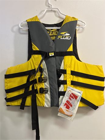Fluid Adult PFD / Life Jacket - High-Visibility Yellow & Grey 2BW