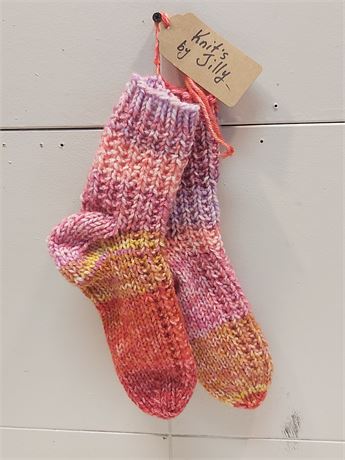 Women's 7-9 Hand-Knit Multi-Color Socks 10FR
