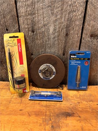 Vintage Collector’s Tool & Hobby Lot: Evans 100ft Tape, Bib Splicer 4