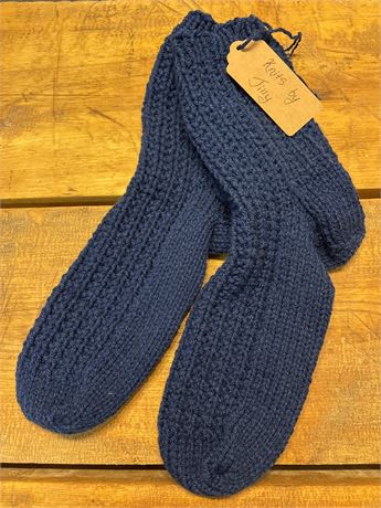 Handmade Men’s Knit Socks - Size 10-13 - Deep Navy Blue - "Knits by Jilly" 8