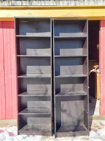 Pair of Tall Black Wood-Finish Bookcases G