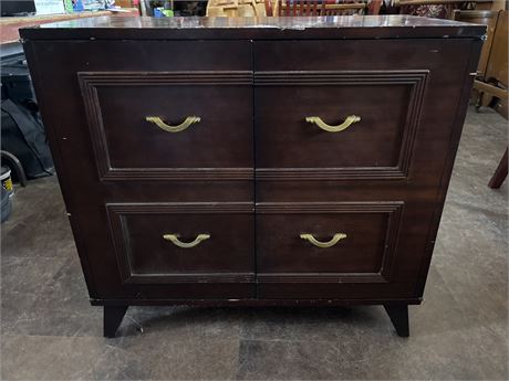 Vintage Mid-Century Modern "Faux-Drawer" Stereo/Media Cabinet P
