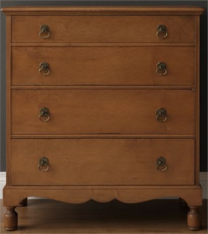 ​Vintage Maple 4-Drawer Tallboy Chest G