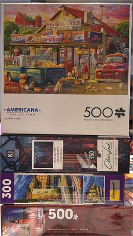 4 Premium Jigsaw Puzzles (300-750 pcs) - Buffalo, KI, Concord & More!15