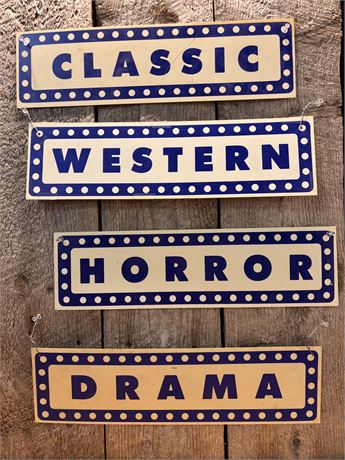 Vintage Double-Sided Movie Theater Marquee Signs – Set of 4 OA