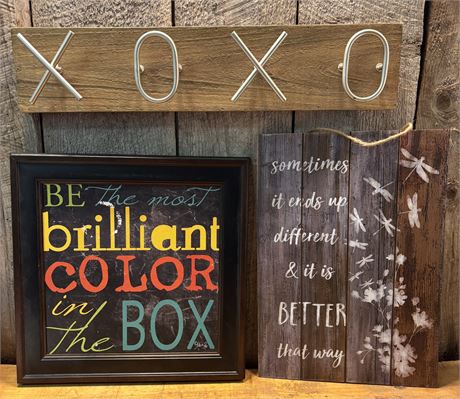 Marla Rae "Brilliant Color" Sign, Dragonfly Wood Plaque, & XOXO Coat Rack10