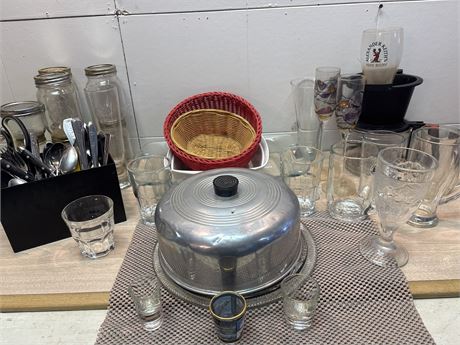 Vintage Kitchenware & Glassware – Aluminum Cake Dome, Mason Jars, & Drinkware20