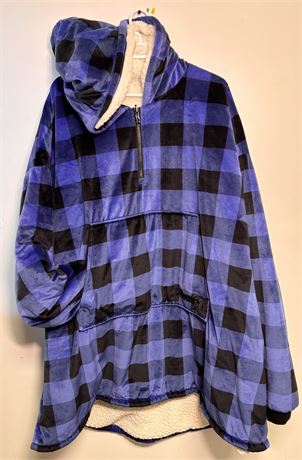 The Comfy Original Quarter-Zip Wearable Blanket Hoodie - Blue Buffalo Plaid 13FR
