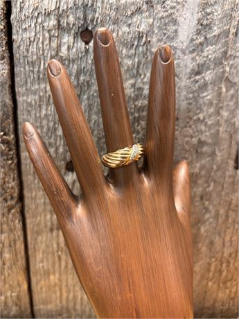 10K Yellow Gold Diamond Accent Shrimp Style Dome Ring - Size 6.5-7 DC