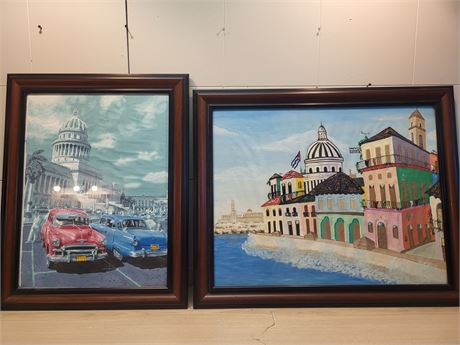 Framed Havana Street Scene Art Duo 3