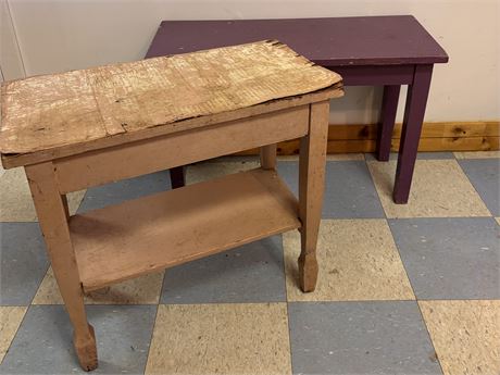 Antique/Vintage Accent Table & Piano Bench Duo - Project Set OA