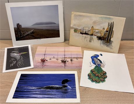 Curated Collection of 6 Vintage & Contemporary Art Pieces – Prints, LithographFS