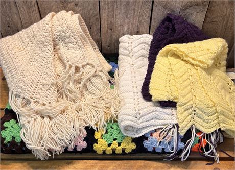Vintage Handmade Crochet Set: Classic Multi-Color Granny Square Afghan 20