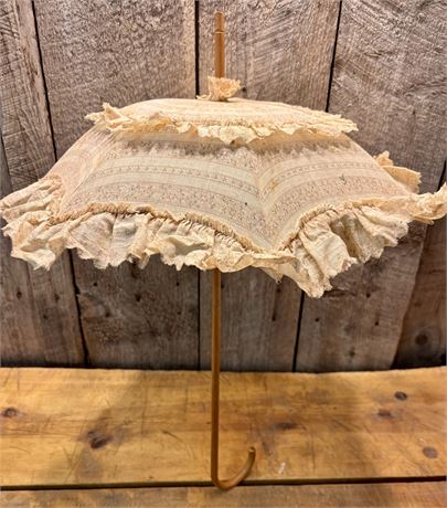 Antique Victorian Tiered Ruffle Cotton Parasol - Circa 1900 FC