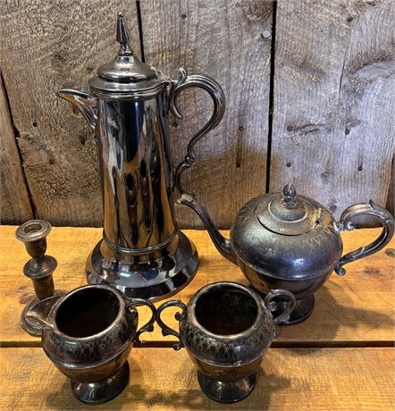 Vintage 5pc Silver Coffee Tea Set – Sterling Silver & Meriden Silver Plate 7