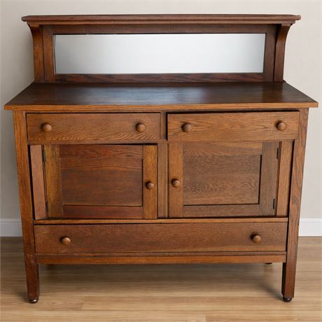 Antique Quarter-Sawn Oak Sideboard with Mirror G