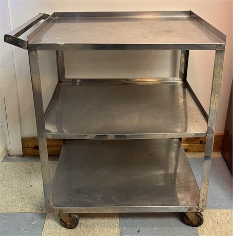 Vintage Lakeside "Extra-maid" 3-Tier Stainless Steel Industrial Rolling Cart OA