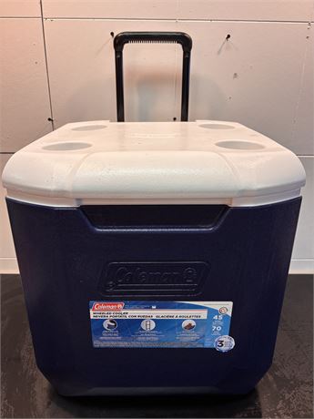 Coleman 45-Quart Wheeled Performance Cooler – Blue/White – 3-Day Ice RetentionOA