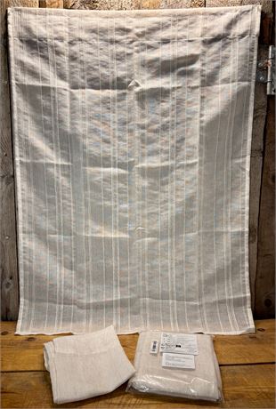Set of 4 Faux Linen Semi-Sheer Curtains – Natural Beige Textured Panels 16