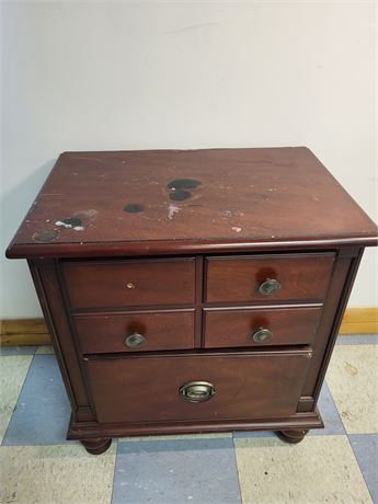 ​Traditional Cherry-Finish Two-Drawer Nightstand OA
