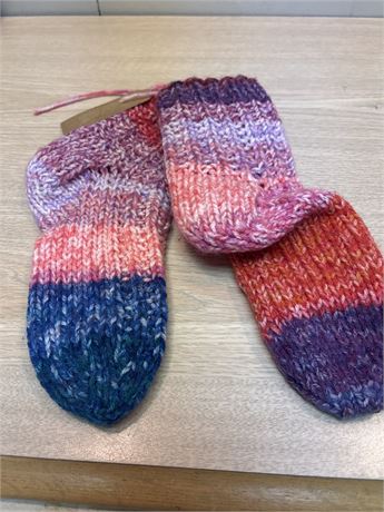 Artisan Hand-Knitted Thick Cabin Socks - Rich Berry & Indigo - Women’s