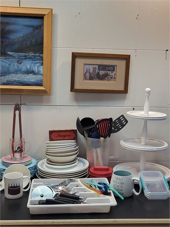 Diverse Kitchenware and Framed Wall Art Collection 12