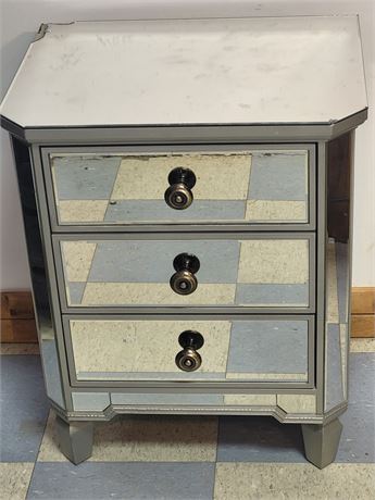Glamorous Mirrored 3-Drawer Nightstand OA