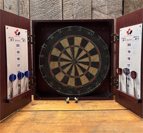 Official Hockey Canada Wood Dartboard Cabinet Set - Model WM61800 CAN OA