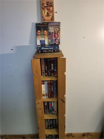 Curated VHS Collection & Custom Wooden Media Tower OA