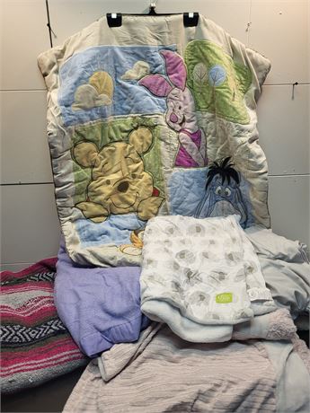 Mixed Collection of Vintage & Modern Baby Blankets 6