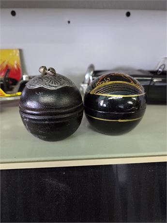 Decorative Oriental-Style Spherical Trinket Boxes