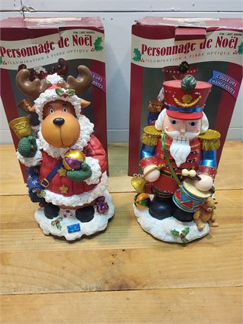 Set of 2 Fiber Optic Christmas Figures