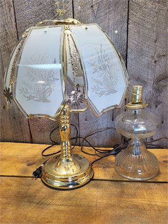 Vintage Style Table Lamp and Glass Base - Needs TLC