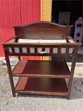 Vintage Mahogany-Finish Wooden Changing Table with Pad - Project Piece