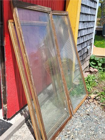 Set of Four Vintage Wooden Storm Windows