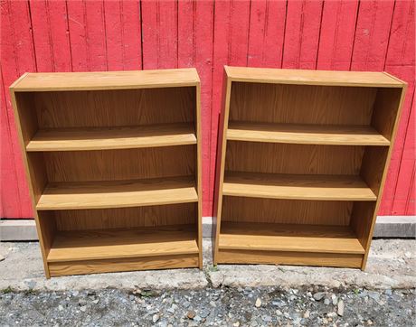 Set of Two Matching Wood-Finish Bookcases