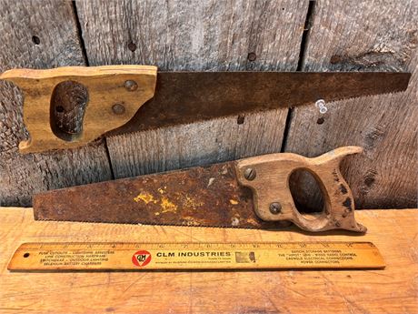 Pair of Vintage Hand Saws - Antique Workshop Decor / Collectibles