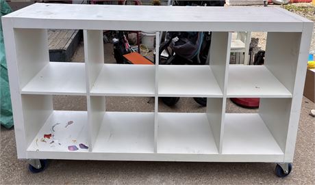 White 8-Cube Storage Shelving Unit on Heavy Duty Casters - Rolling Organizer
