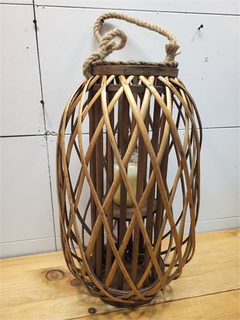 Rustic Wicker Candle Lantern