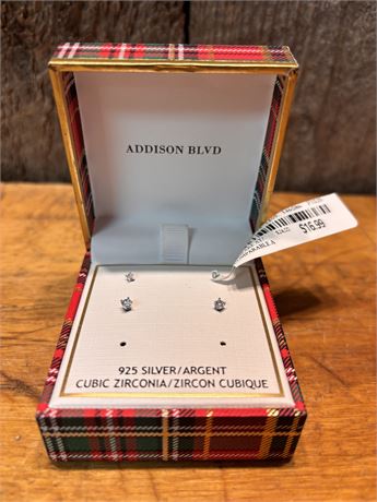 ## 925 Sterling Silver Cubic Zirconia Earring Set - NIB