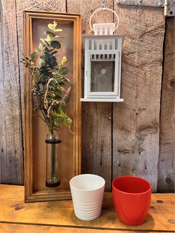 Rustic Tabletop & Wall Decor with Plant Pots