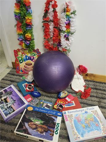 Collection of Games, Puzzles, and Party Supplies