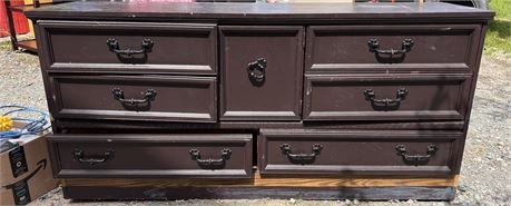 Vintage 7-Drawer Dresser with Center Cabinet
