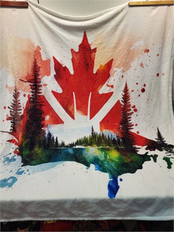 Canada Watercolor Maple Leaf Fleece Blanket