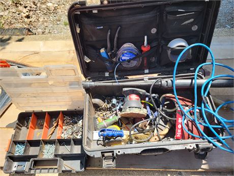 ​Hyper Tough Palm Sander with Large Heavy-Duty Rolling Tool Box & Hardware Organ