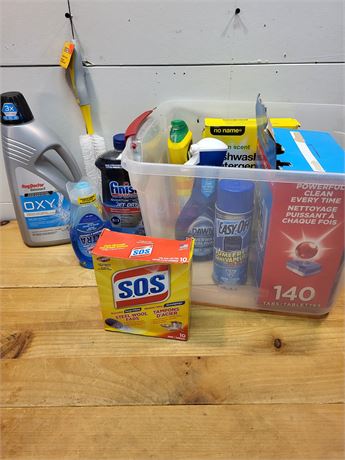 Assorted Household Cleaning Supply Bundle with Storage Tote