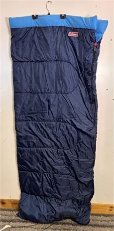 Coleman Rectangular Sleeping Bag - Navy Blue with Light Blue Fleece Lining 13